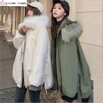 Модная Плюшевая куртка-парка для женщин, Корейская версия, хлопковая куртка с капюшоном и утолщением на осень и Зиму, Новый студенческий Топ