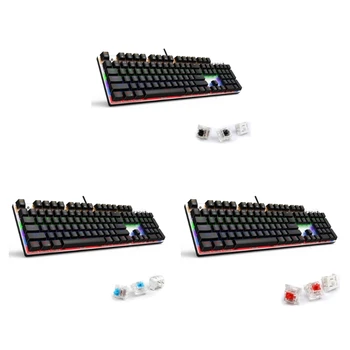 Игровая механическая клавиатура HXBE с RGB подсветкой для клавиатуры PC Gamer с Синей/Черной/Красной осью